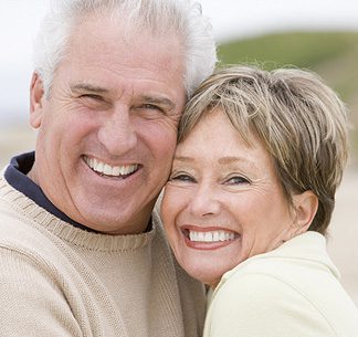 Old couple smiling