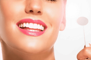 A pretty woman with super white teeth